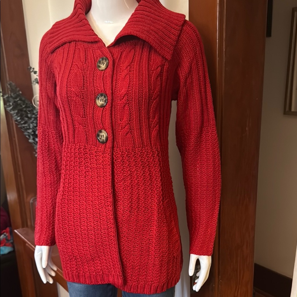 NWT Style&Co size small Women's Red Cable Knit Sweater